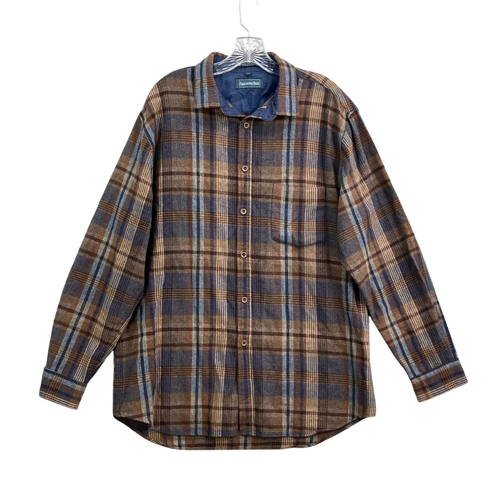 Christopher Hayes Wool Shirt Mens XL Brown Plaid Lined Vintage‎ Logger Academia